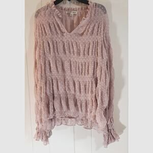 Charmed Hearts large light pink beige swiss dot blouse
